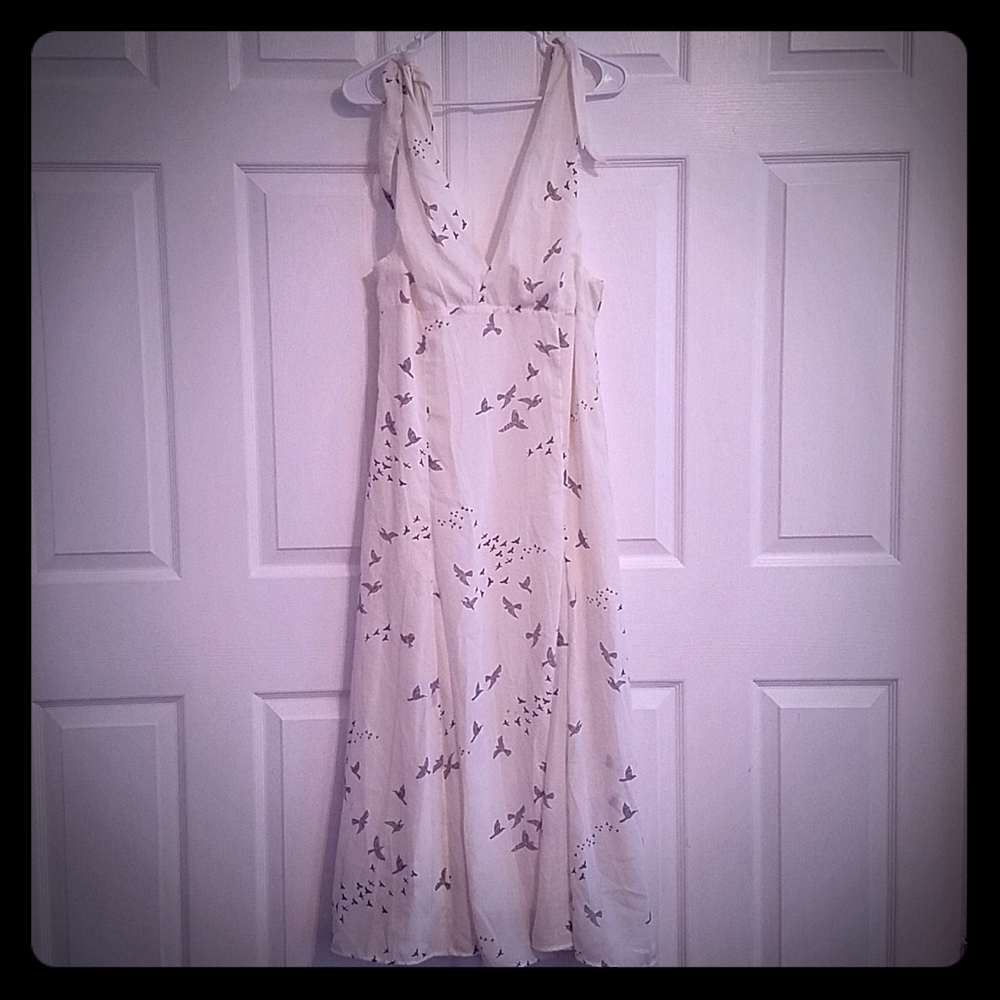 Bird Print H&M Maxi Goddess Dress 14 US